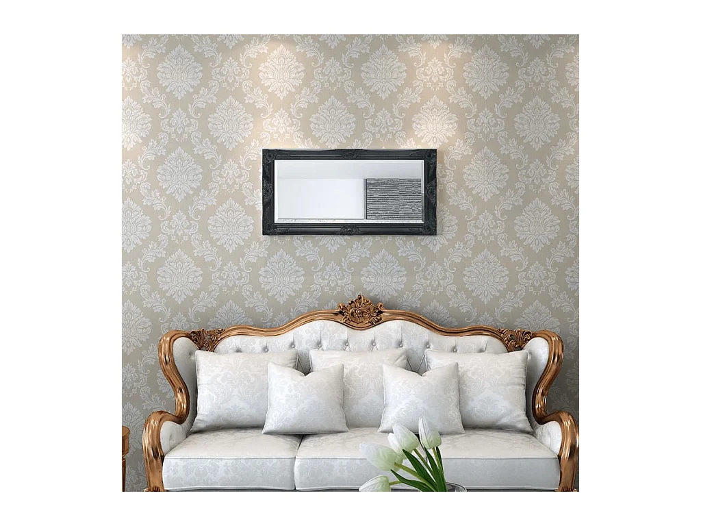 Miroir mural Style baroque noire 100 x 100 x 50 cm DEC022653