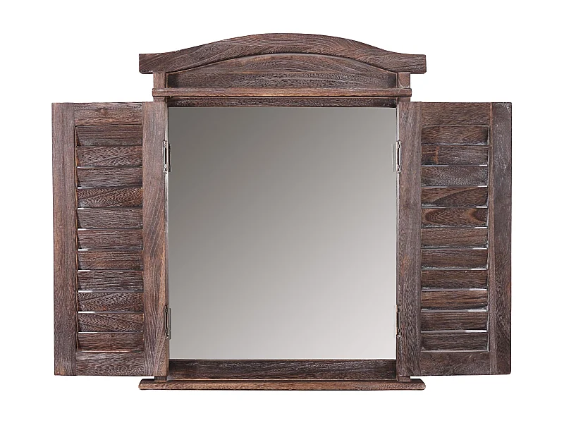 Miroir mural forme fenêtre bois marron 42 x 5 x 53 cm 04_0005484