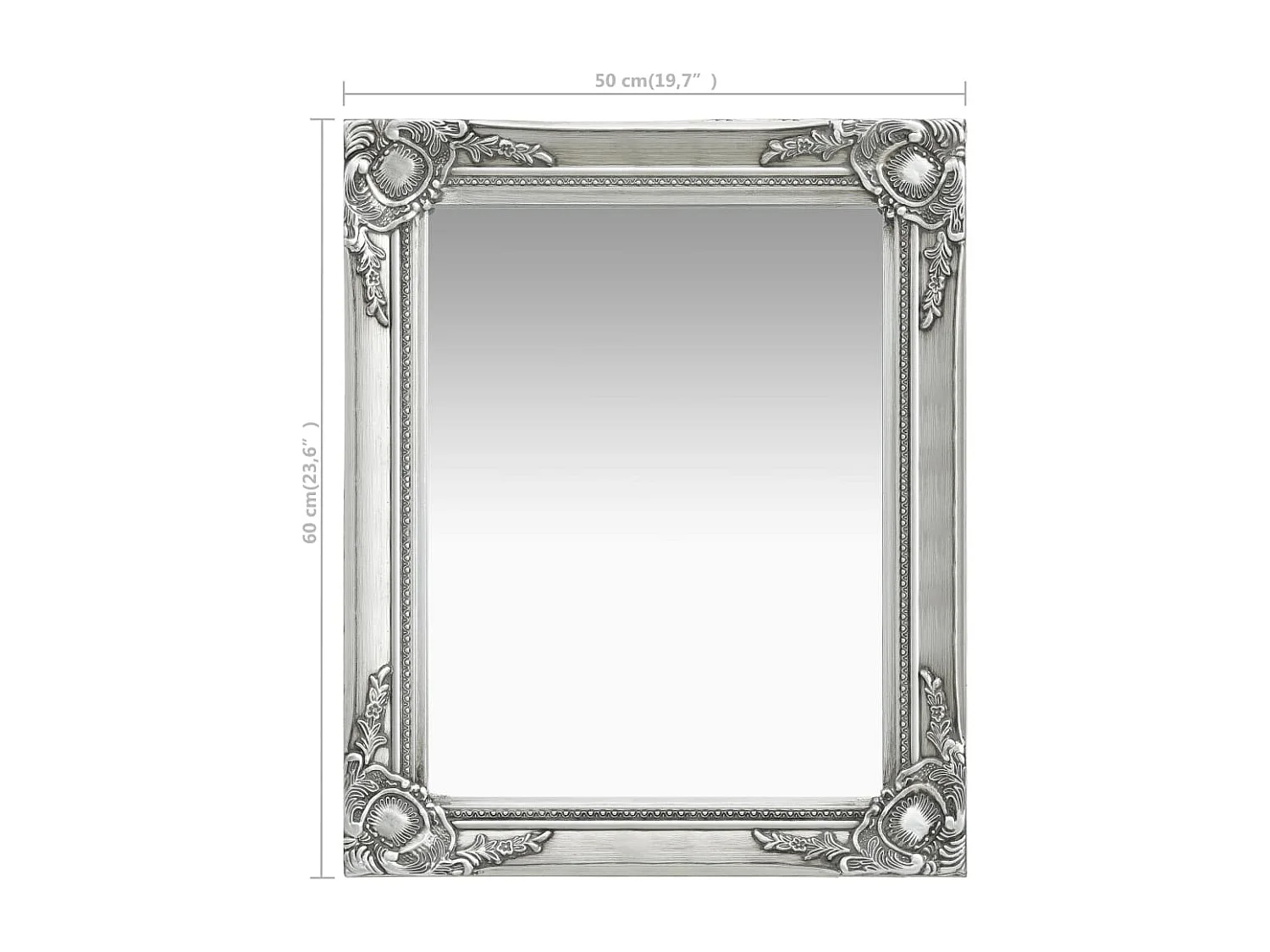 Miroir mural rectangulaire style argenté 50 x 50 x 60 cm DEC022860