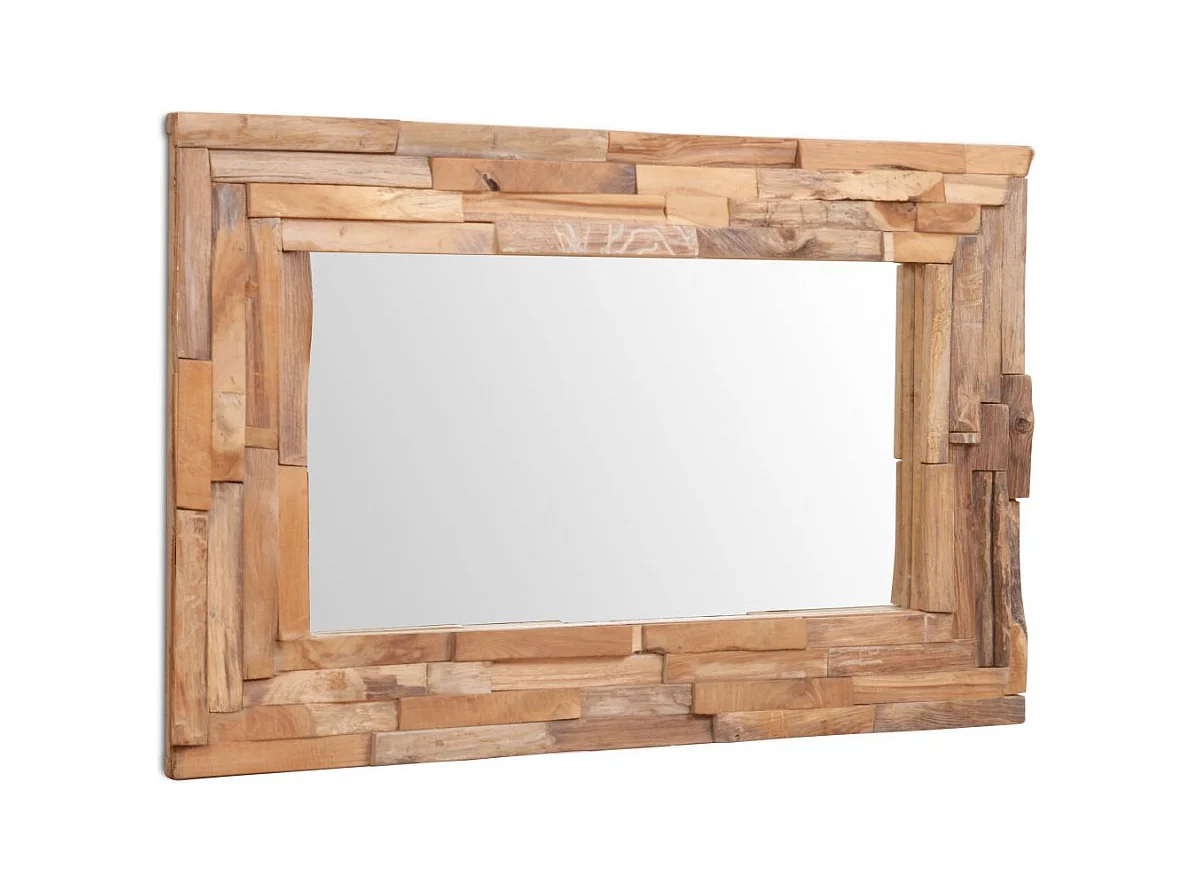 Miroir décoratif rectangulaire Teck marron 90 x 60 x 60 cm DEC022672