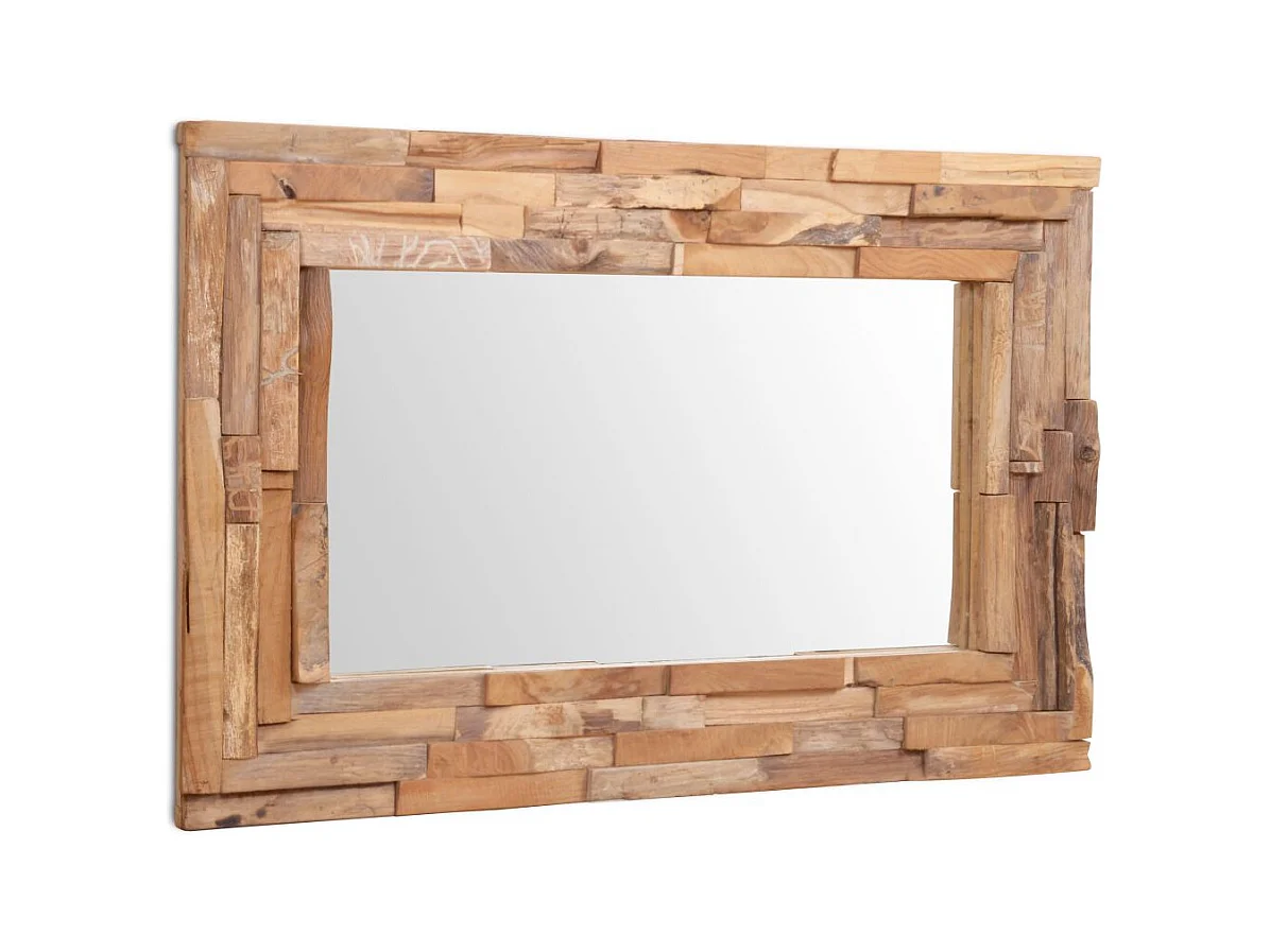 Miroir décoratif rectangulaire Teck marron 90 x 60 x 60 cm DEC022672