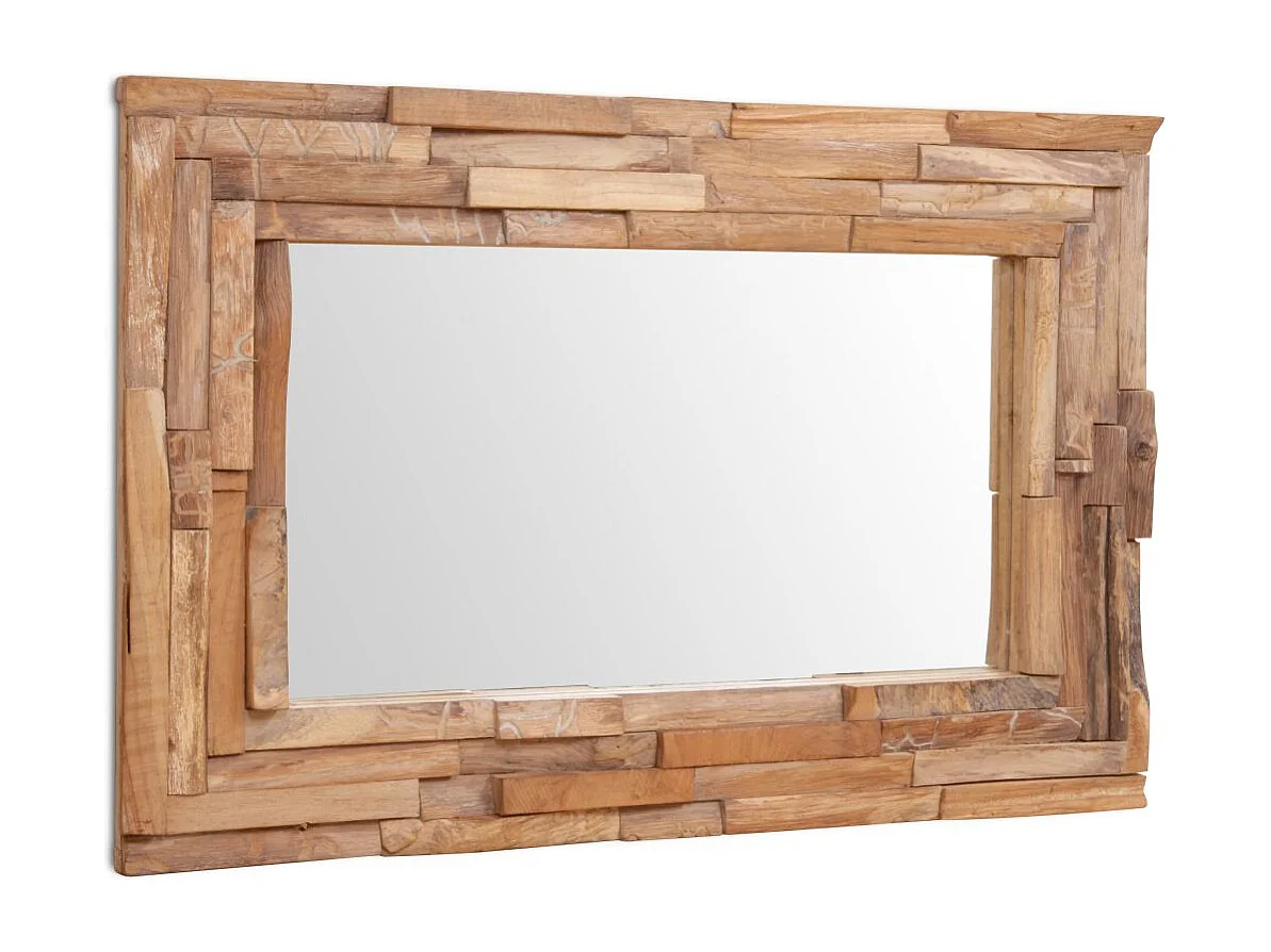 Miroir décoratif rectangulaire Teck marron 90 x 60 x 60 cm DEC022672