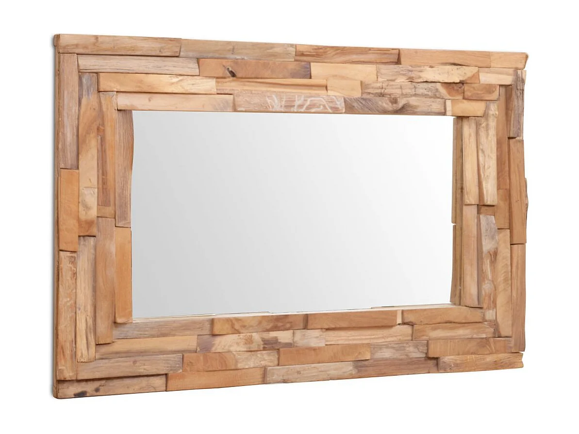 Miroir décoratif rectangulaire Teck marron 90 x 60 x 60 cm DEC022672