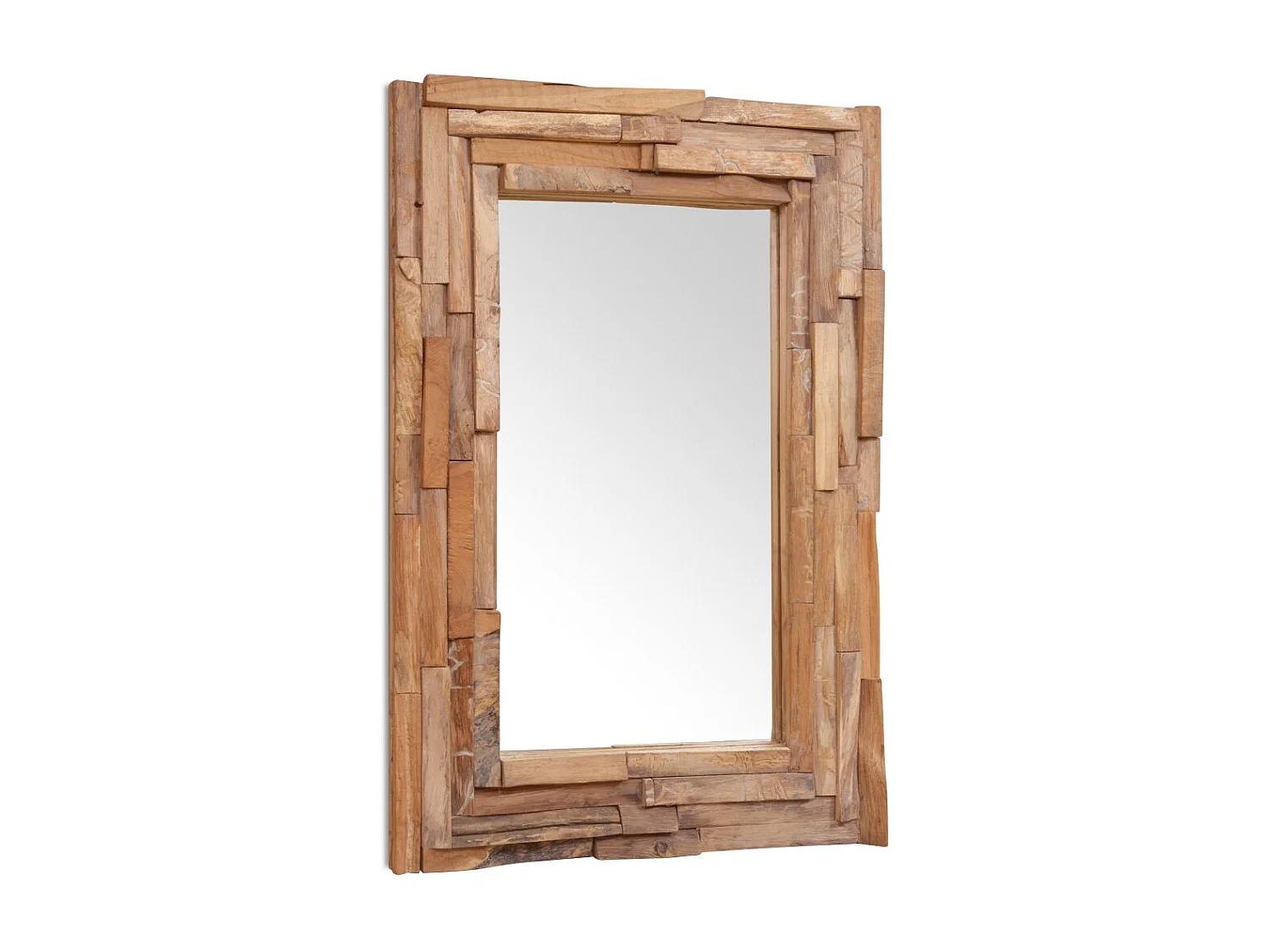 Miroir décoratif rectangulaire Teck marron 90 x 60 x 60 cm DEC022672