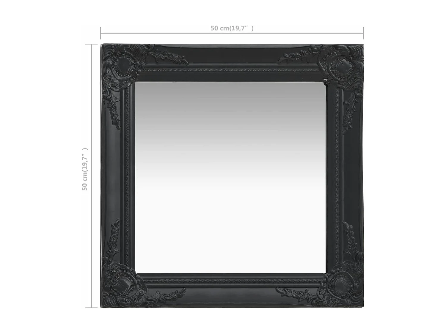 Miroir mural carré style noire 50 x 50 x 50 cm DEC022857