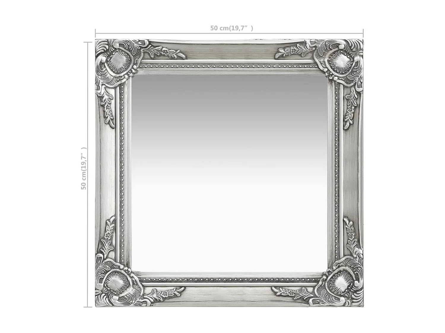 Miroir mural carré style argenté 50 x 0 x 50 cm DEC022856