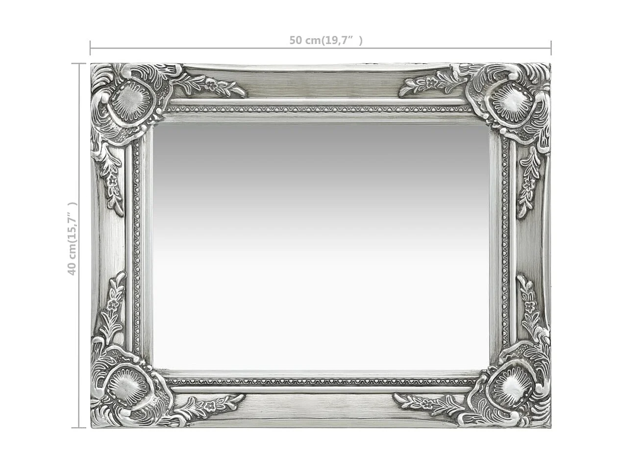 Miroir mural rectangulaire style argenté 50 x 50 x 40 cm DEC022852