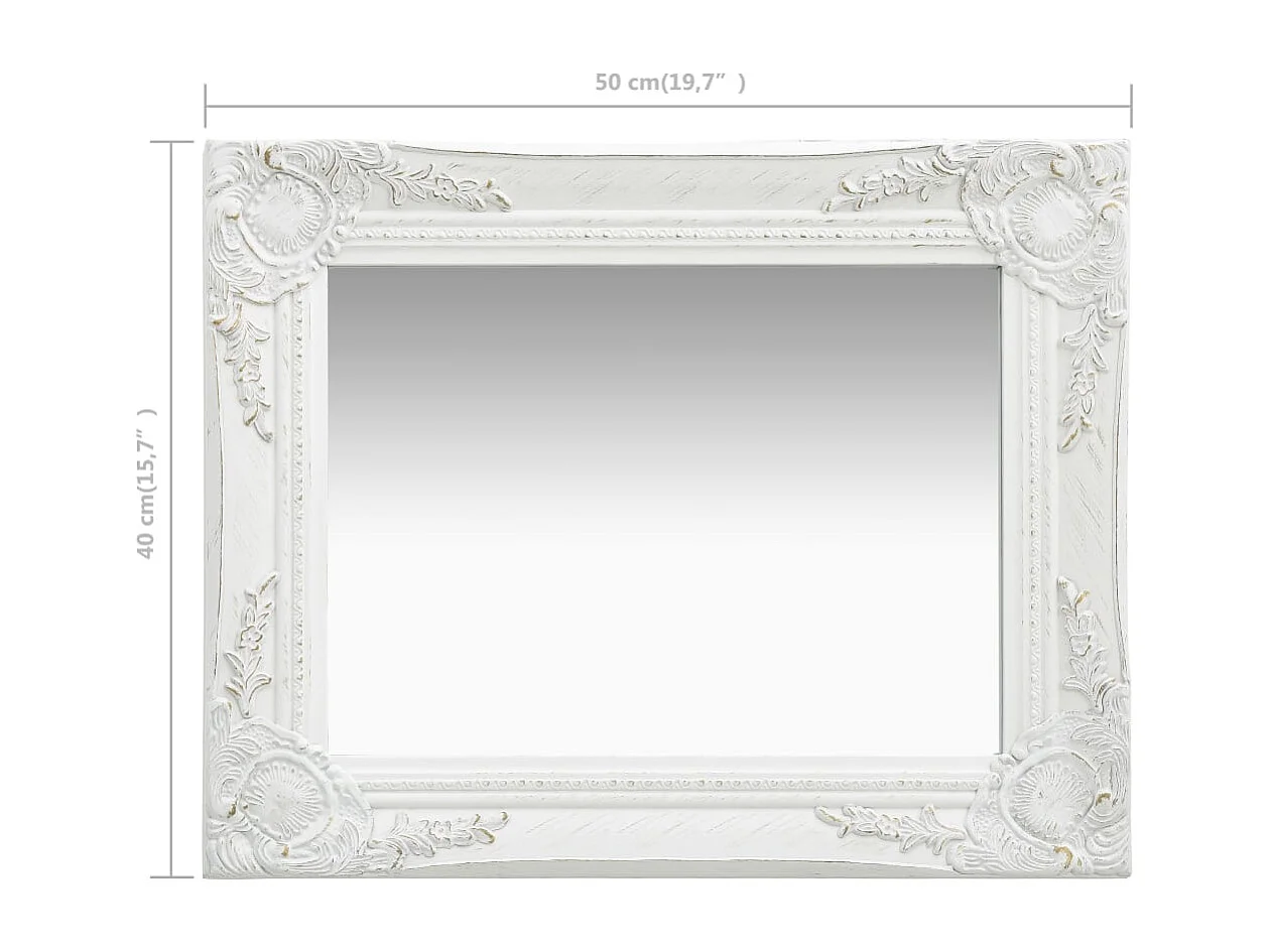 Miroir mural rectangulaire style blanche 50 x 50 x 40 cm DEC022850