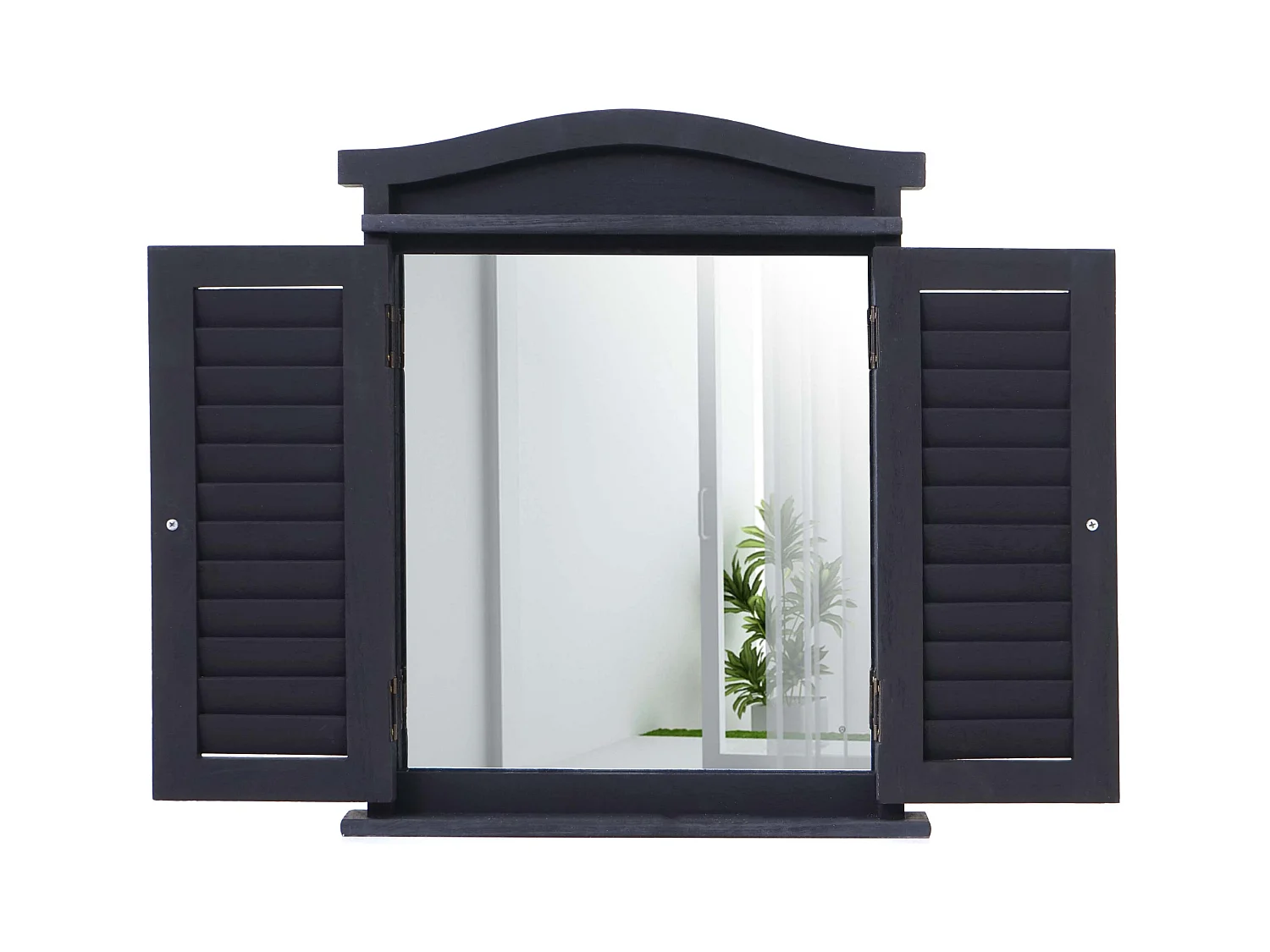 Miroir mural fenêtre miroir bois marron 42 x 5 x 53 cm 04_0003705