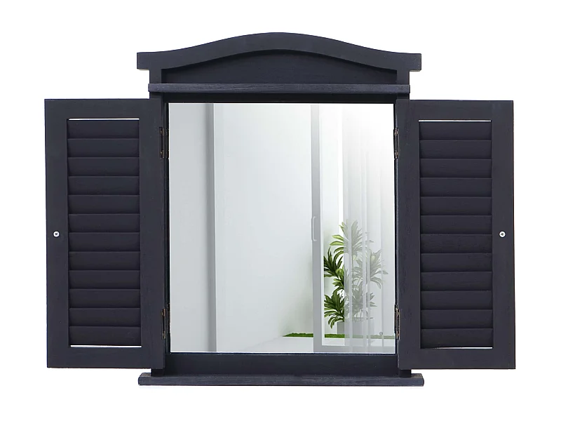 Miroir mural fenêtre miroir bois marron 42 x 5 x 53 cm 04_0003705