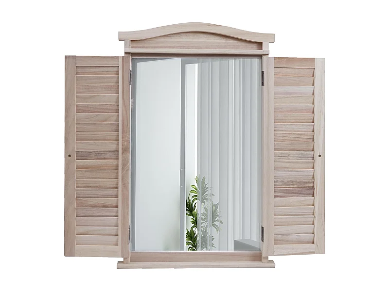 Miroir mural forme fenêtre bois marron 55 x 14 x 82 cm 04_0007888