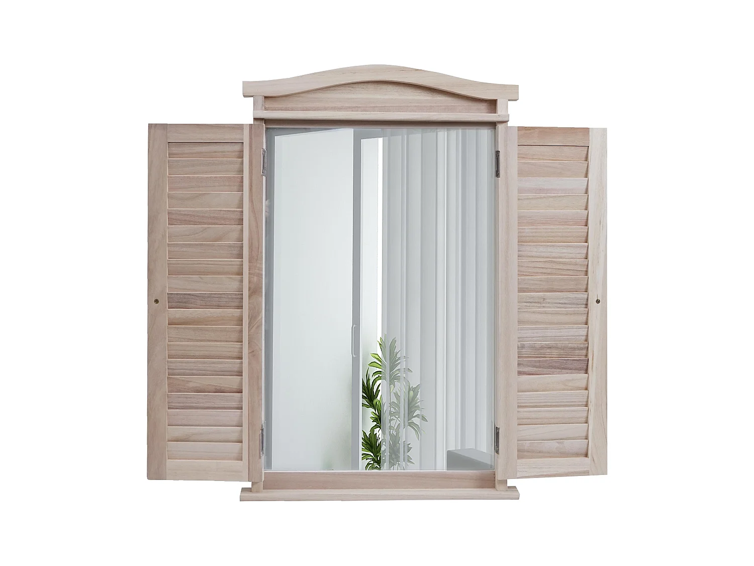 Miroir mural forme fenêtre bois marron 55 x 14 x 82 cm 04_0007888