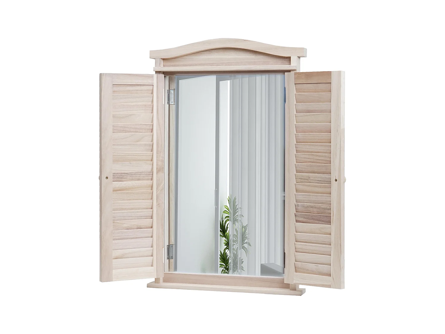 Miroir mural forme fenêtre bois marron 55 x 14 x 82 cm 04_0007888