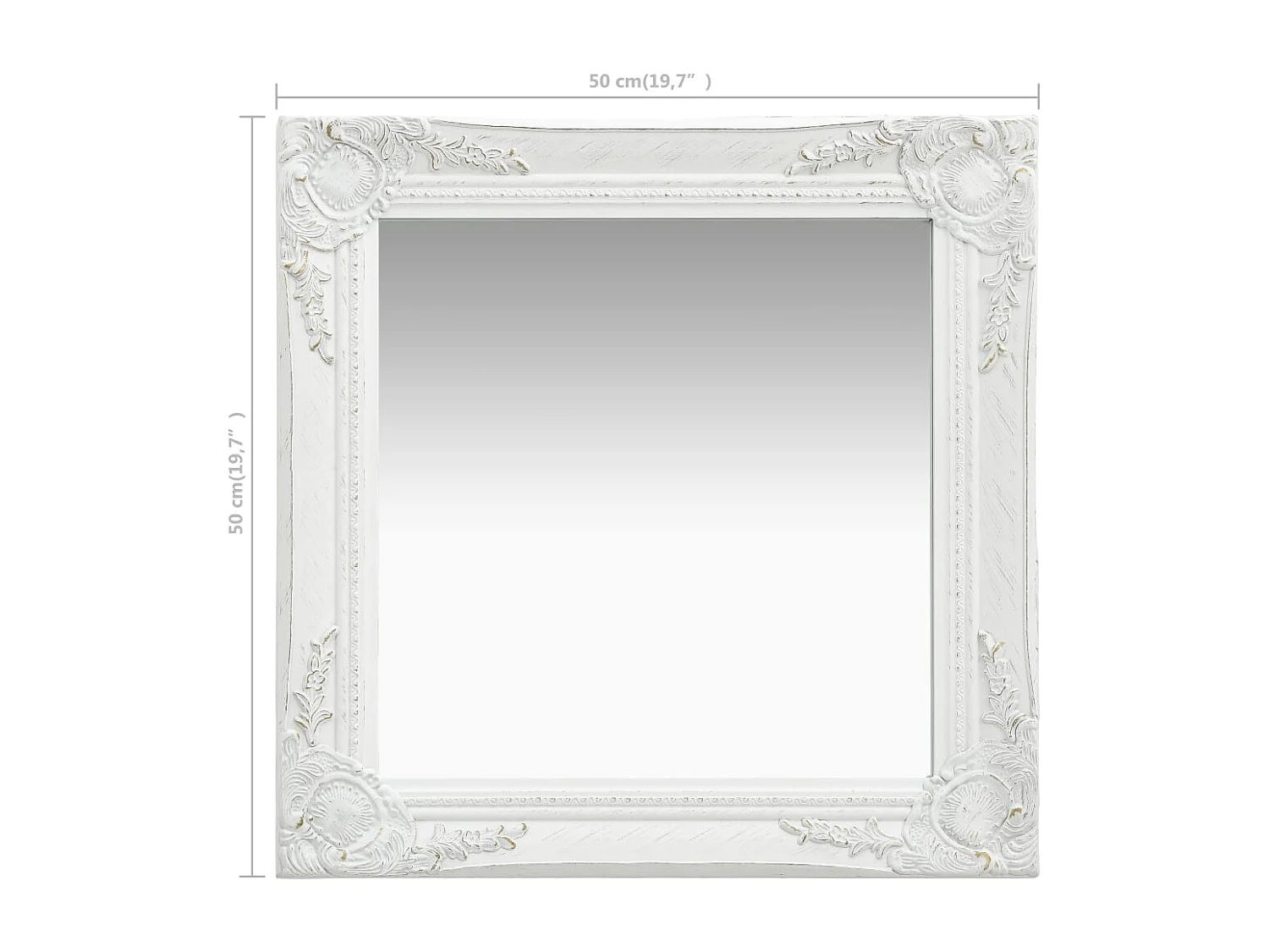 Miroir mural carré style blanche 50 x 0 x 50 cm DEC022854