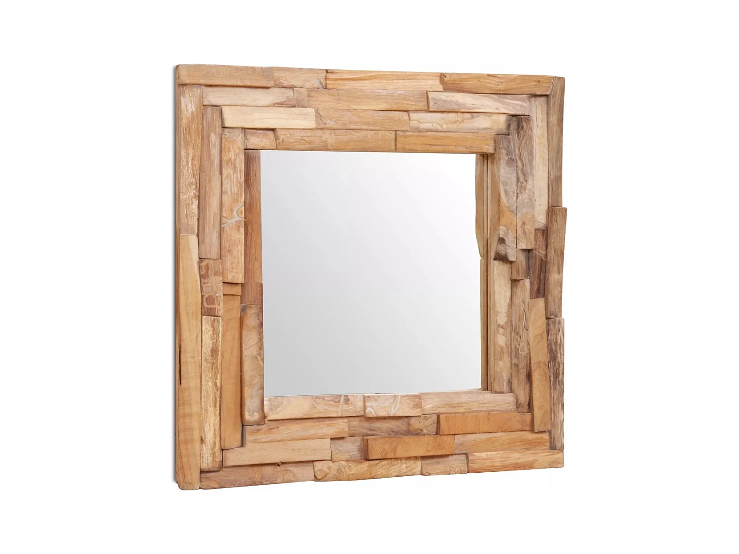 Miroir décoratif carré Teck marron 60 x 60 x 0 cm DEC022671