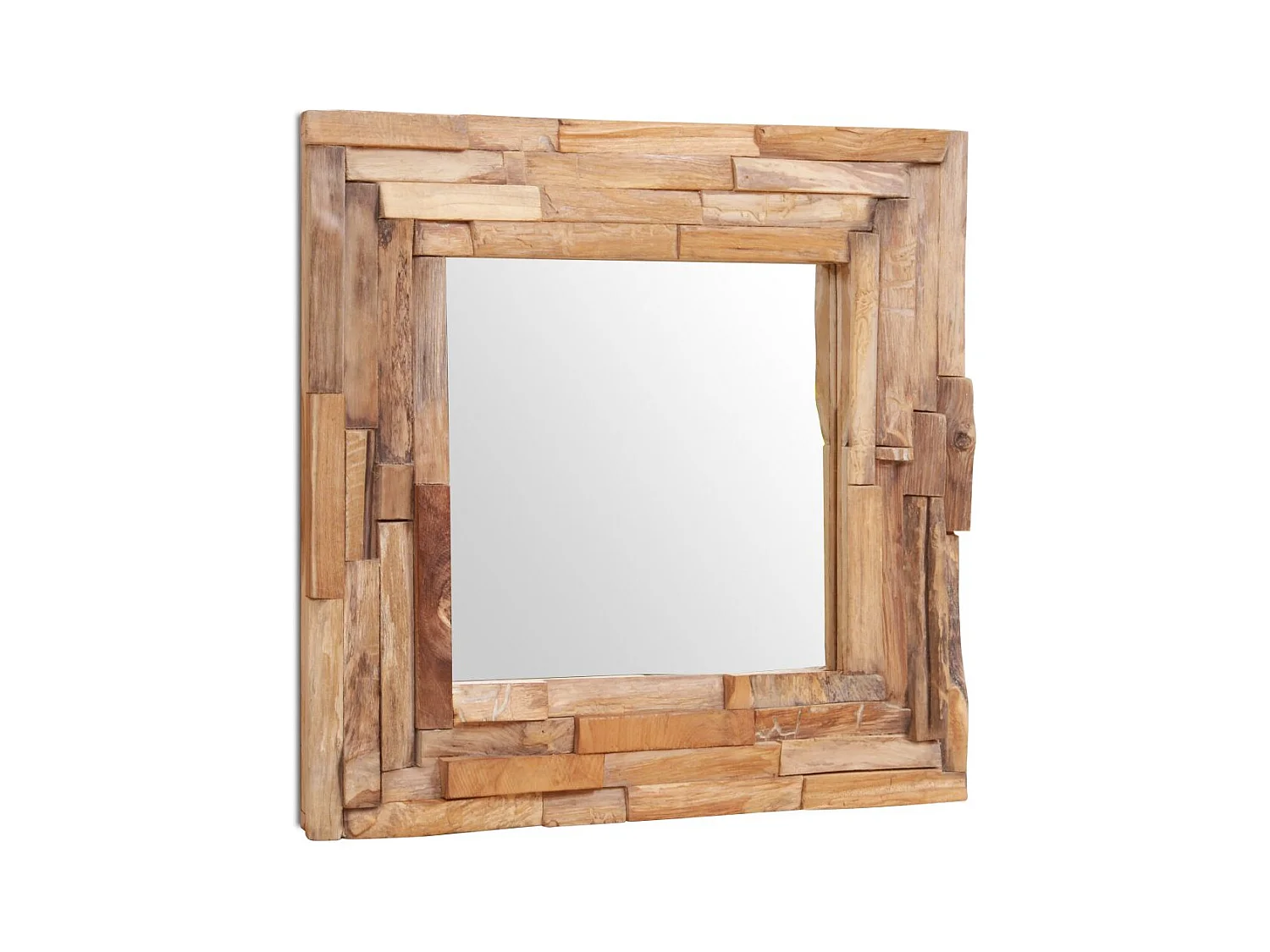 Miroir décoratif carré Teck marron 60 x 60 x 0 cm DEC022671