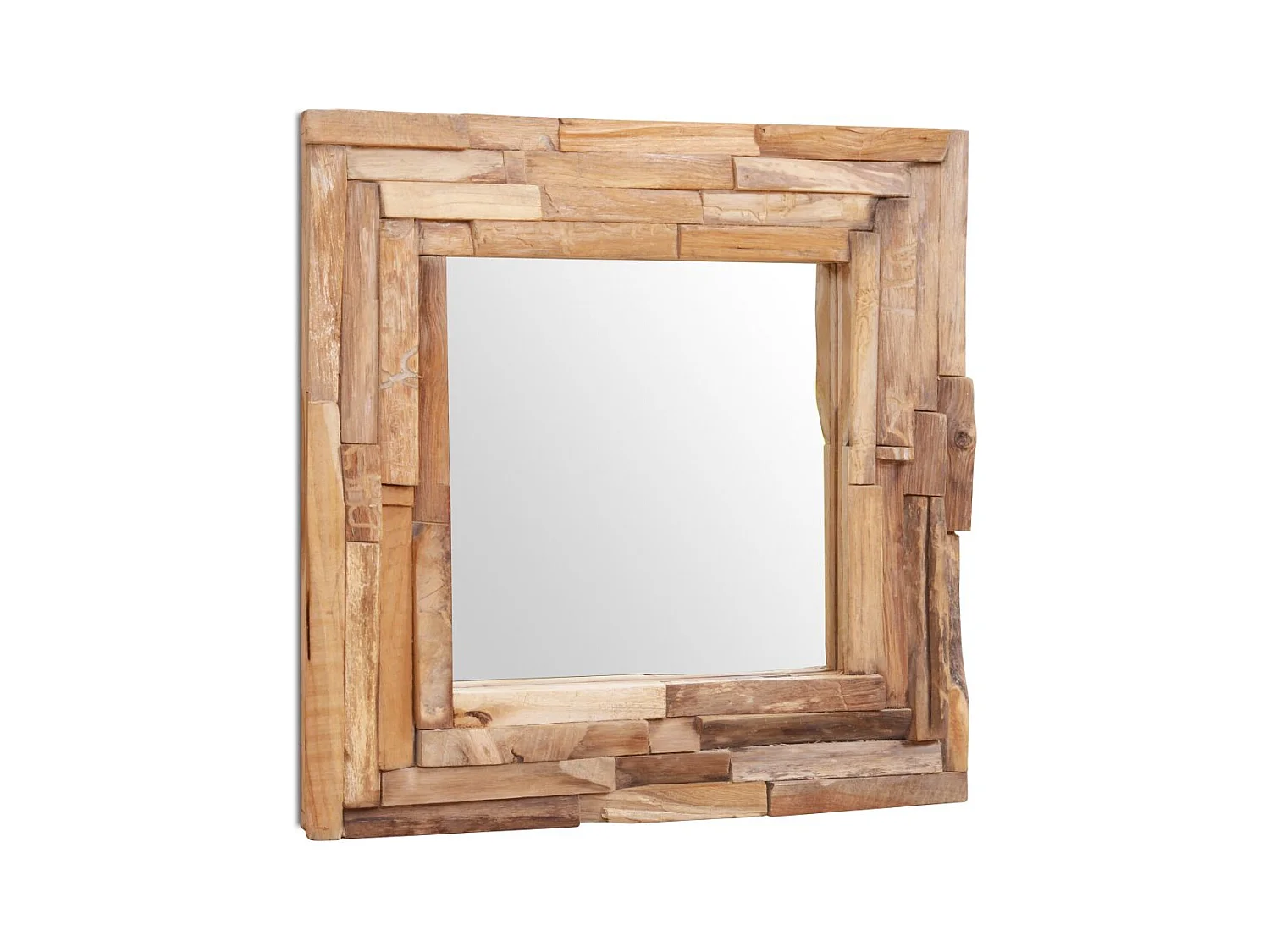 Miroir décoratif carré Teck marron 60 x 60 x 0 cm DEC022671