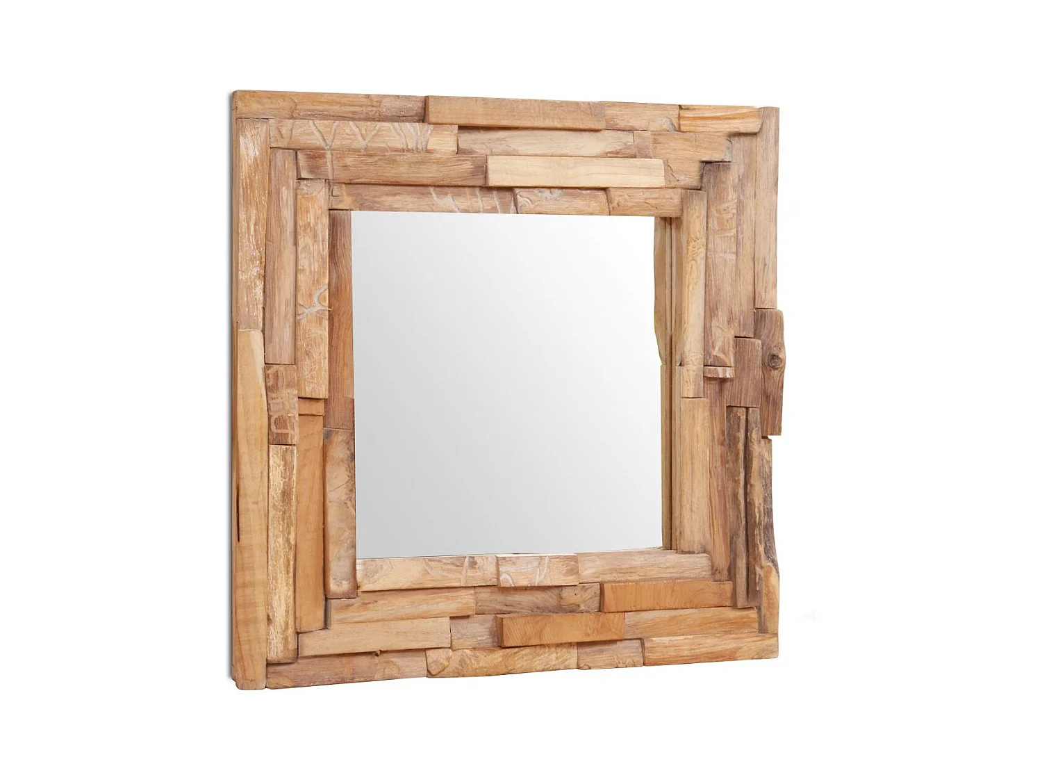 Miroir décoratif carré Teck marron 60 x 60 x 0 cm DEC022671