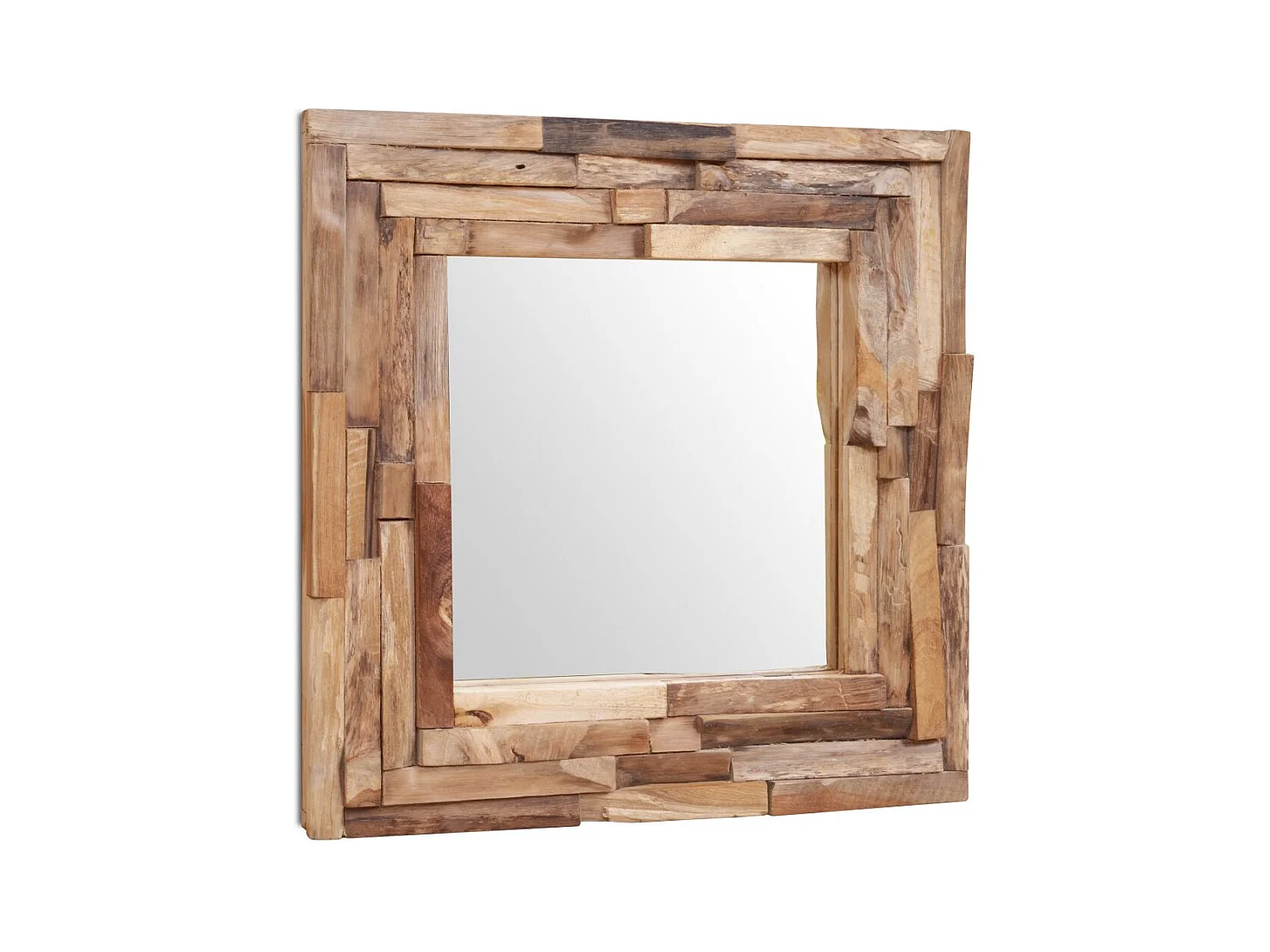 Miroir décoratif carré Teck marron 60 x 60 x 0 cm DEC022671