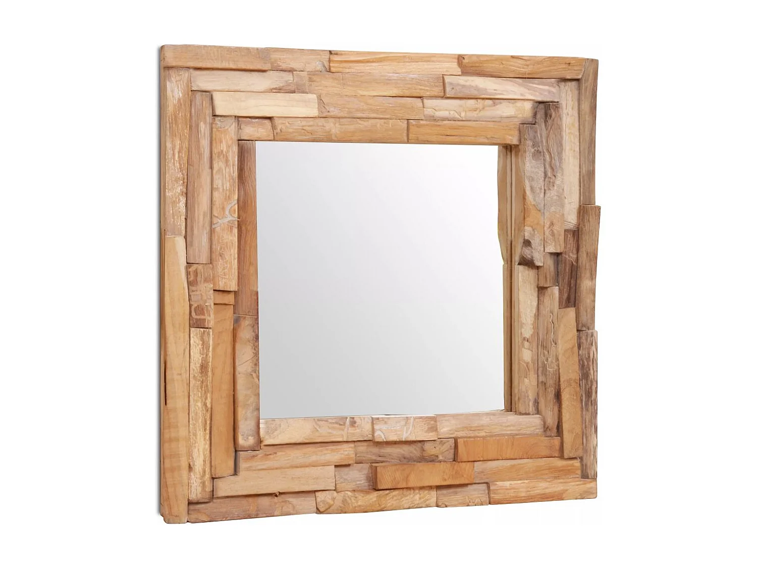 Miroir décoratif carré Teck marron 60 x 60 x 0 cm DEC022671