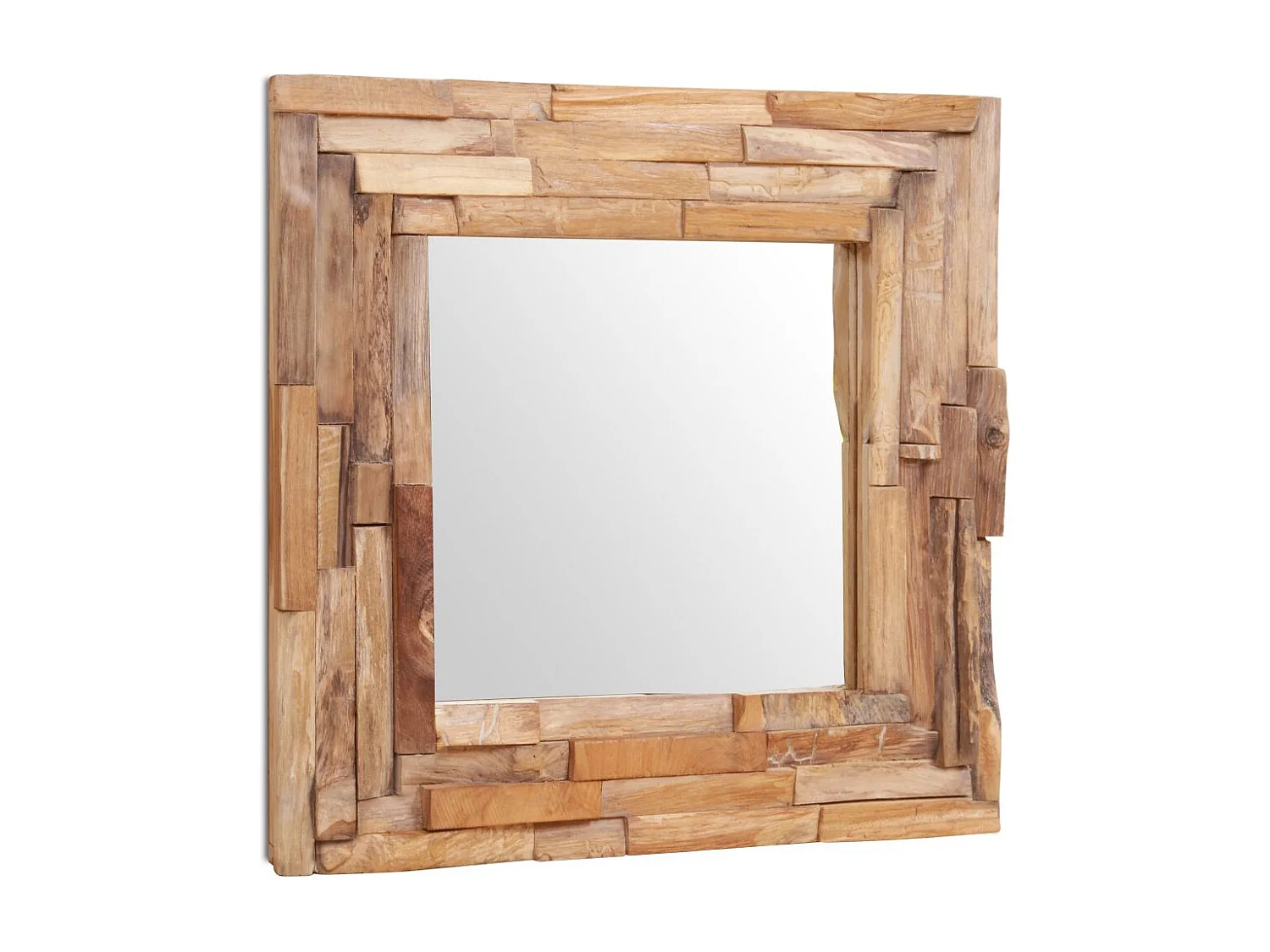 Miroir décoratif carré Teck marron 60 x 60 x 0 cm DEC022671