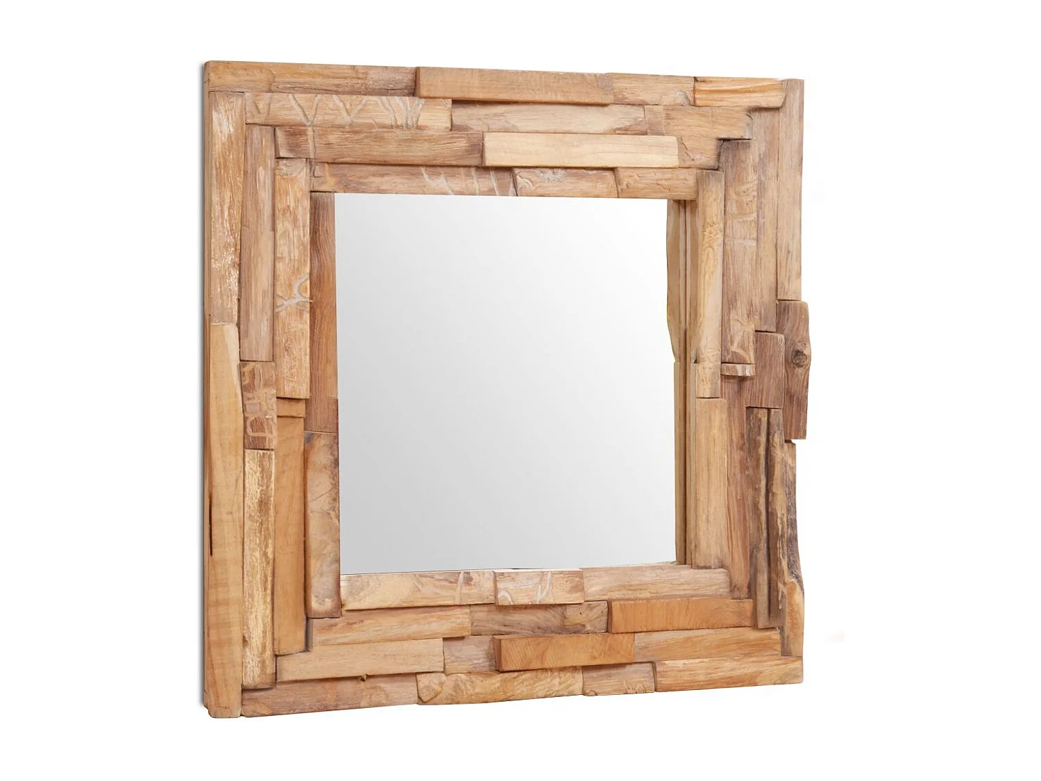 Miroir décoratif carré Teck marron 60 x 60 x 0 cm DEC022671