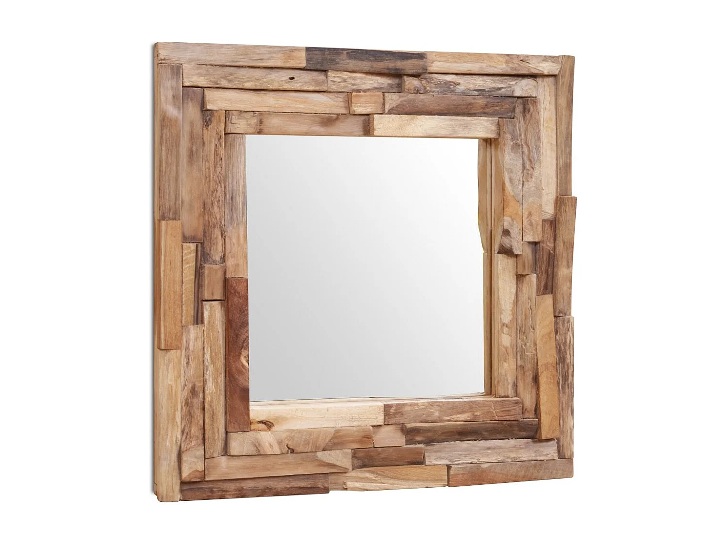 Miroir décoratif carré Teck marron 60 x 60 x 0 cm DEC022671