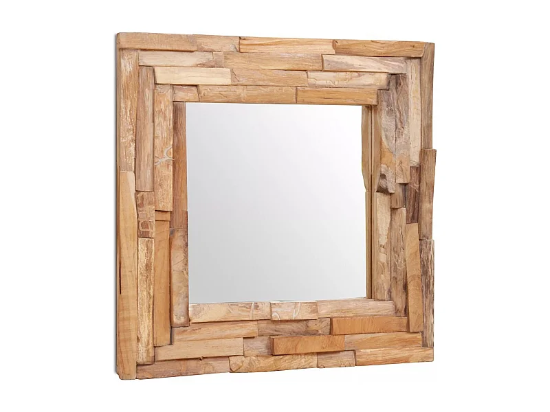Miroir décoratif carré Teck marron 60 x 60 x 0 cm DEC022671
