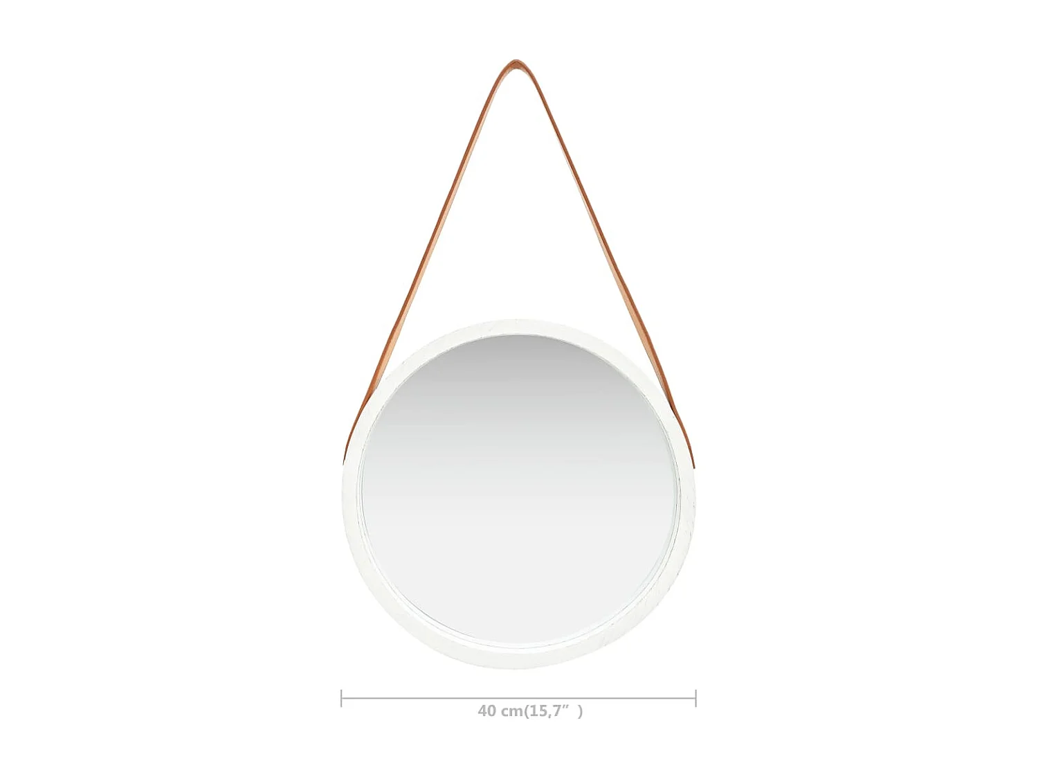 Miroir mural avec sangle bois blanche 40 x 3 x 40 cm DEC022902