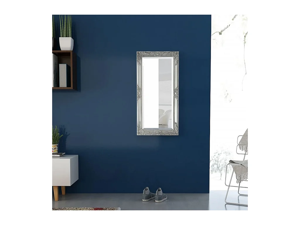 Miroir mural Style baroque argenté 100 x 100 x 50 cm DEC022652