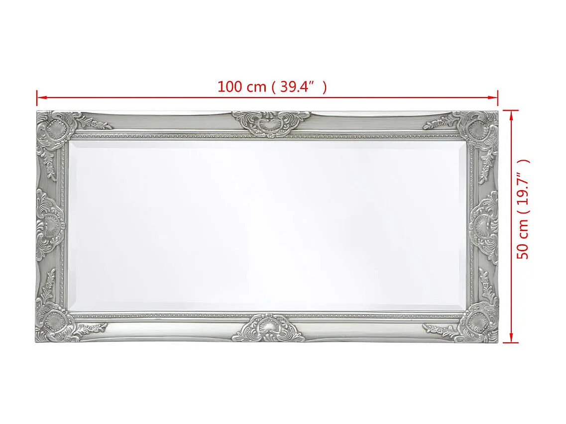 Miroir mural Style baroque argenté 100 x 100 x 50 cm DEC022652