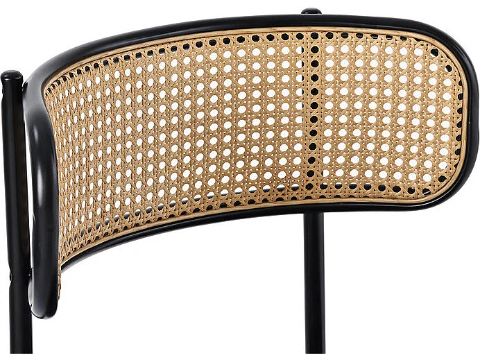 2 Pcs chaises en velours et rotin - pieds en métal - charge max 150kg - 45x40x75cm - Gris