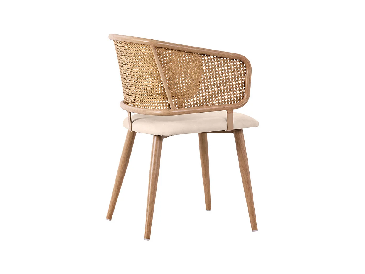 4 stoelen in PU-leer - Rieten rugleuning en metalen poten - Max. belasting 150 kg - 47x51x79 cm