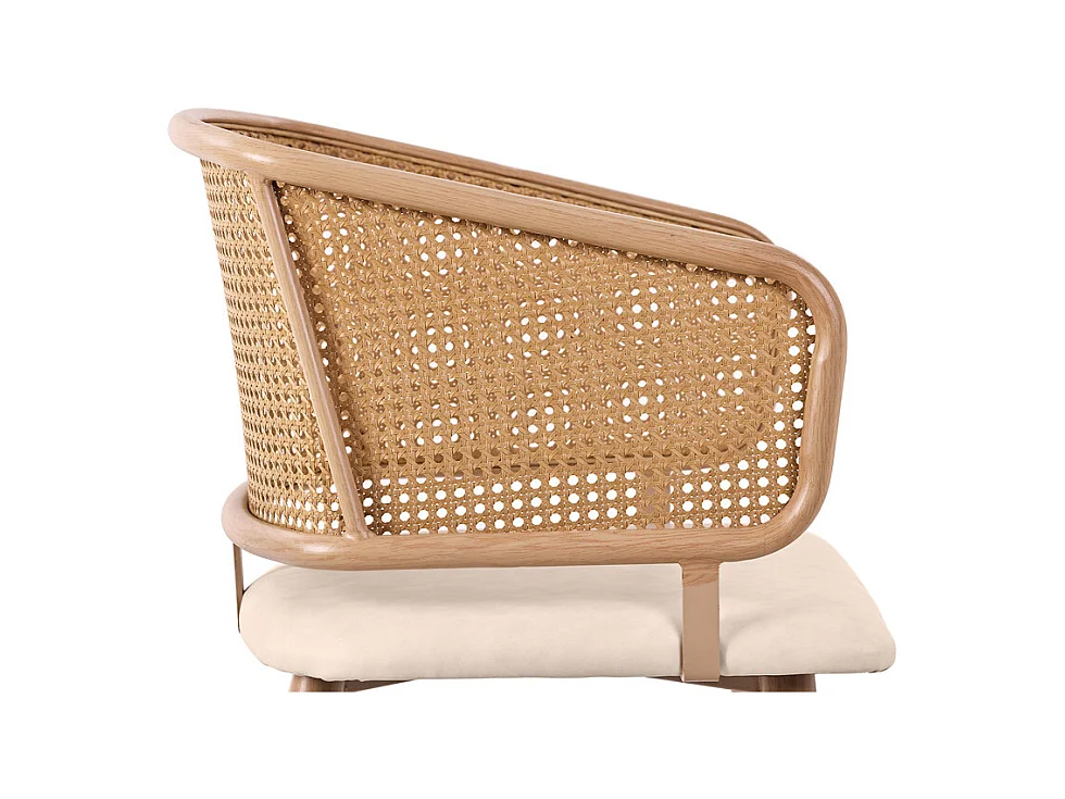 4 Pcs chaises en cuir PU - avec dossier en rotin et pieds en métal - charge max 150kg - 47x51x79cm