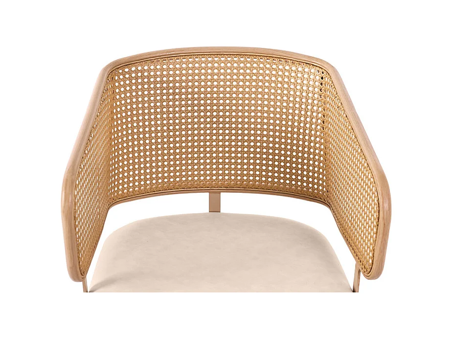 4 Pcs chaises en cuir PU - avec dossier en rotin et pieds en métal - charge max 150kg - 47x51x79cm