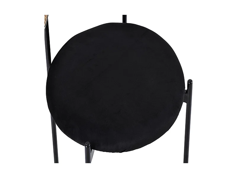 2 Pcs chaises en velours et rotin - pieds en métal - charge max 150kg - 45x40x75cm - Noir