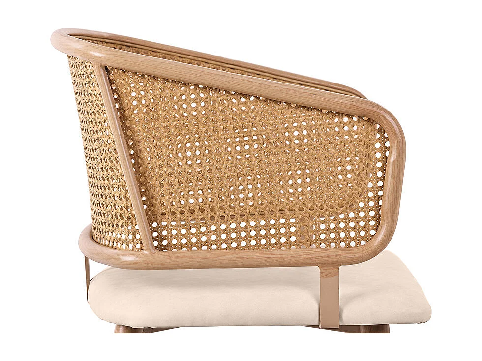 6 Pcs chaises en cuir PU - avec dossier en rotin et pieds en métal - charge max 150kg - 47x51x79cm