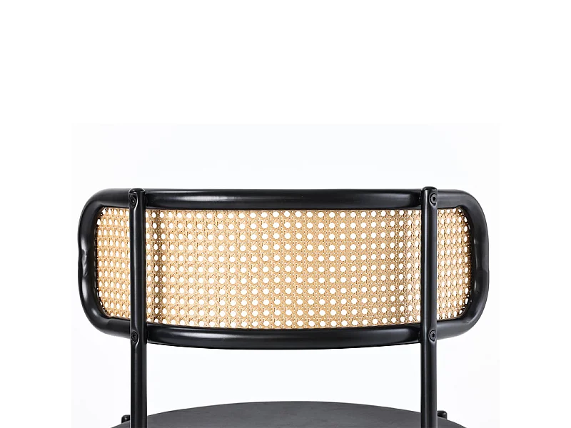 6 Stühle aus Samt und Rattan - Metallfüße - Max. Belastung 150 kg - 45×40×75 cm - Grün