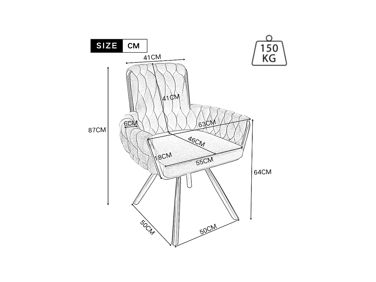 2Pcs Chaise pivotante en velours, avec accoudoirs et pieds en métal, dossier spacieux, Gris, 63x50x87cm