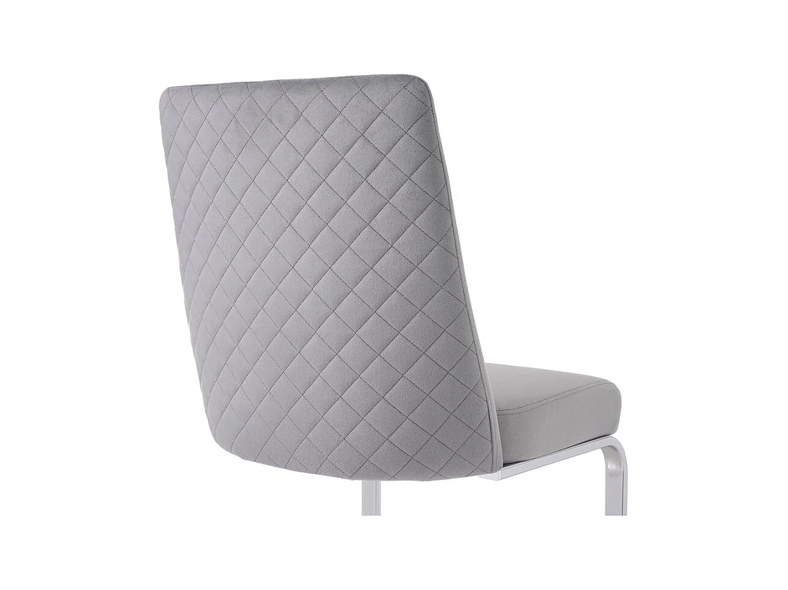 Lot de 6 chaises cantilever en velours et métal argenté, conception de diamant, charge max 150kg, 55x45x87cm, Gris