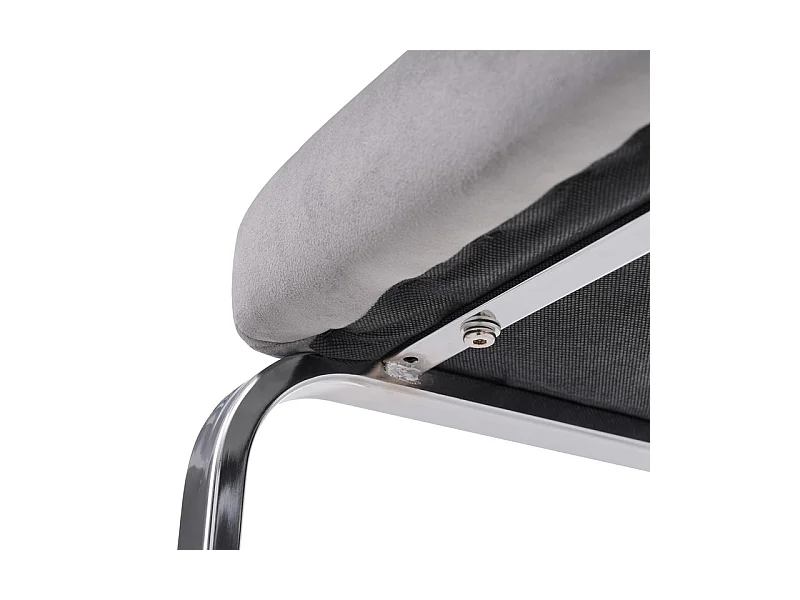 Lot de 6 chaises cantilever en velours et métal argenté, conception de diamant, charge max 150kg, 55x45x87cm, Gris