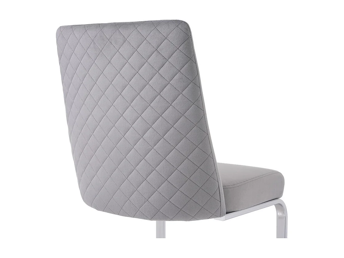 6 Cantilever-Sessel aus Samt und Silbermetall - Diamant-Design - Max. Belastung 150 kg - 55x45x87 cm - Grau