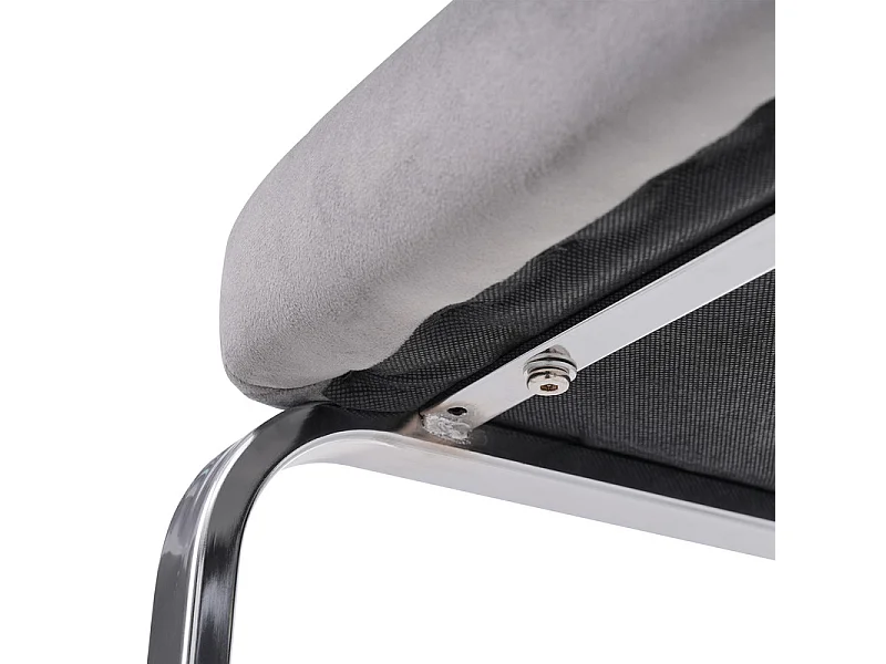 6 Cantilever-Sessel aus Samt und Silbermetall - Diamant-Design - Max. Belastung 150 kg - 55x45x87 cm - Grau