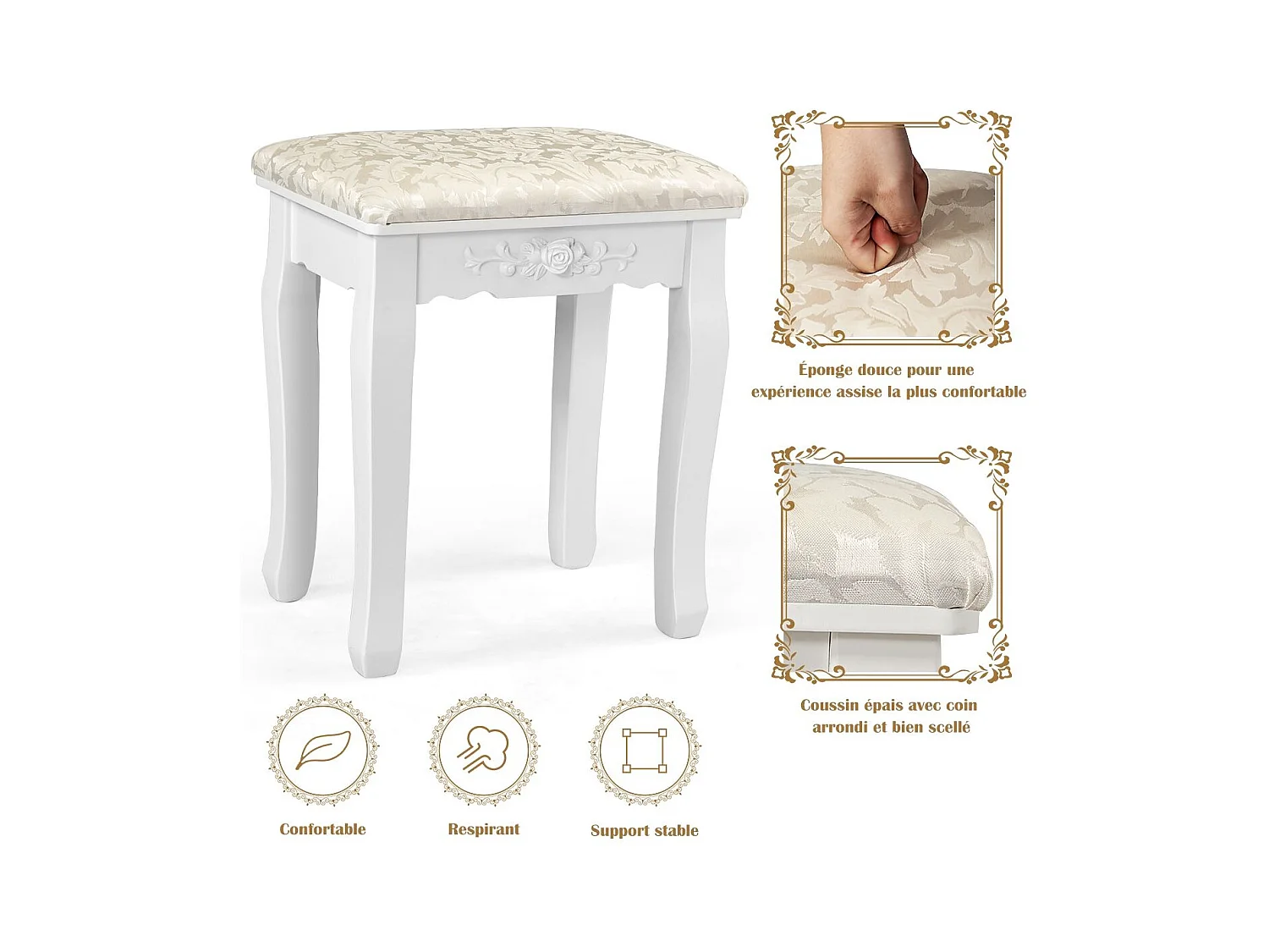 Coiffeuse table de maquillage blanche 75 x 40 x 146 cm 20_0000482