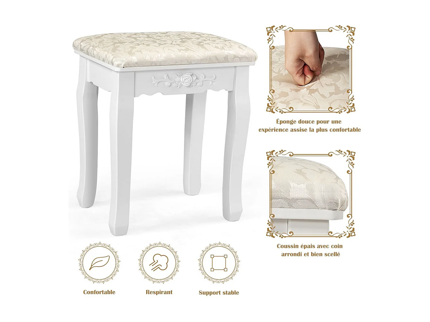 Coiffeuse table de maquillage blanche 75 x 40 x 146 cm 20_0000482