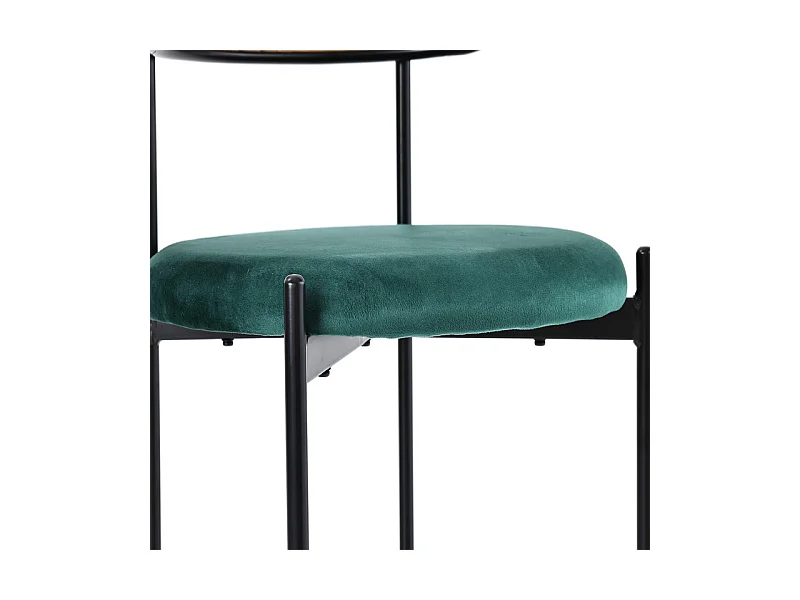 4 Pcs chaises en velours et rotin - pieds en métal - charge max 150kg - 45x40x75cm - Vert