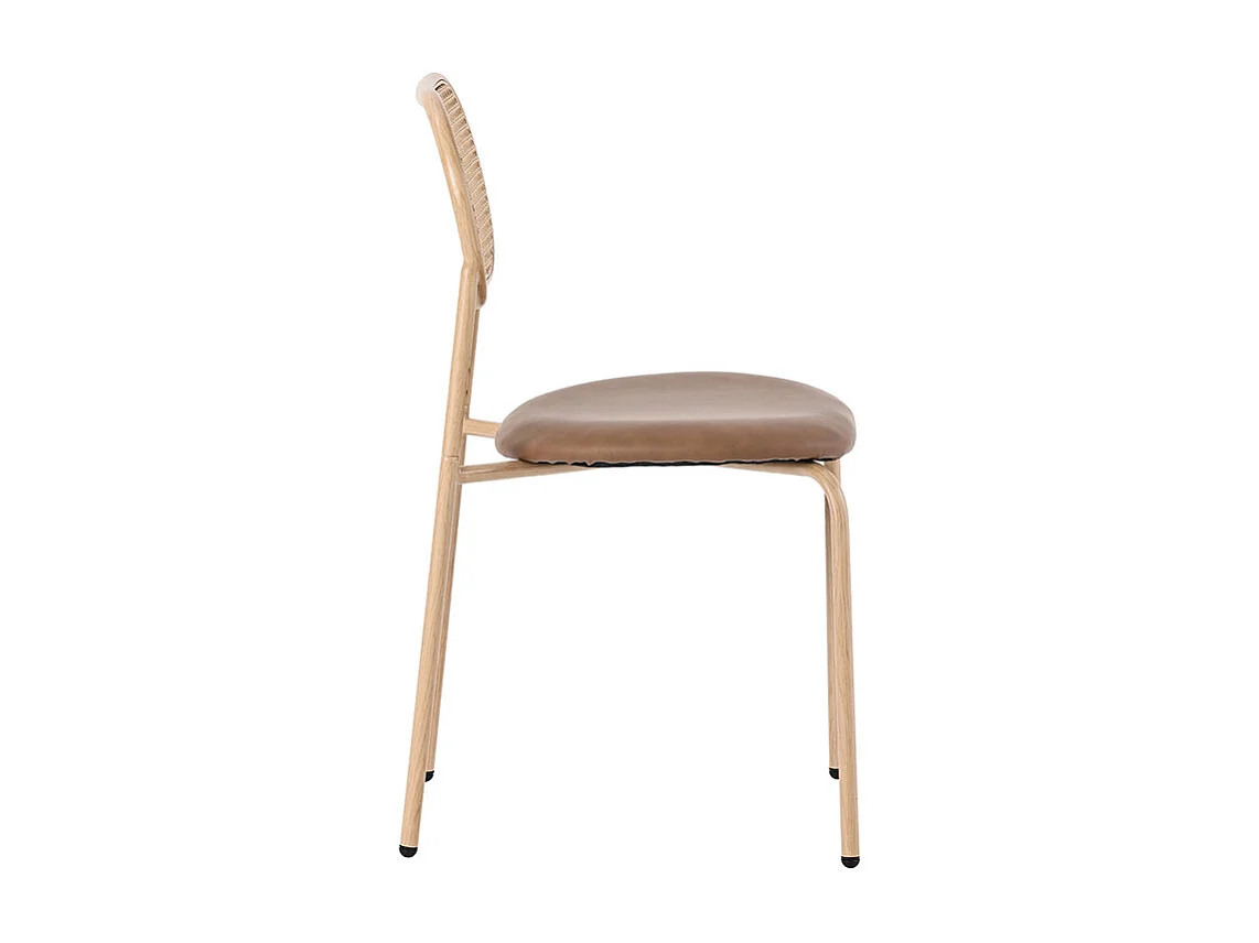 Lot de 2 Chaises en PU et rotin - pieds en métal - ergonomique - charge max 150kg - 46x48x80cm - Marron