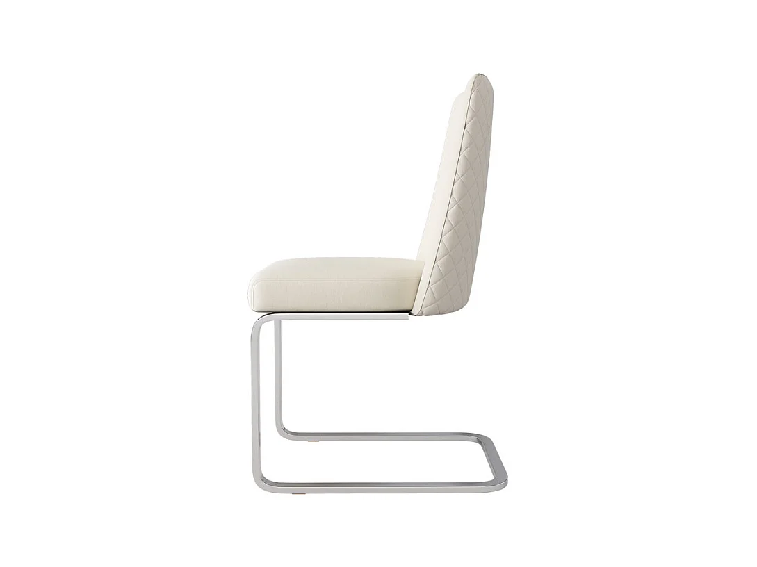 Lot de 2 chaises cantilever en velours et métal argenté, conception de diamant, charge max 150kg, 55x45x87cm, Beige