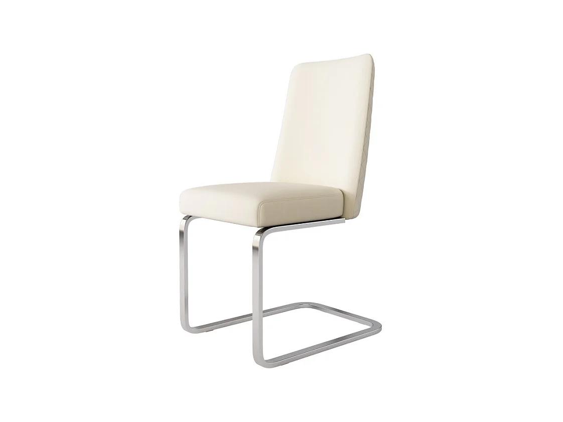 Lot de 2 chaises cantilever en velours et métal argenté, conception de diamant, charge max 150kg, 55x45x87cm, Beige