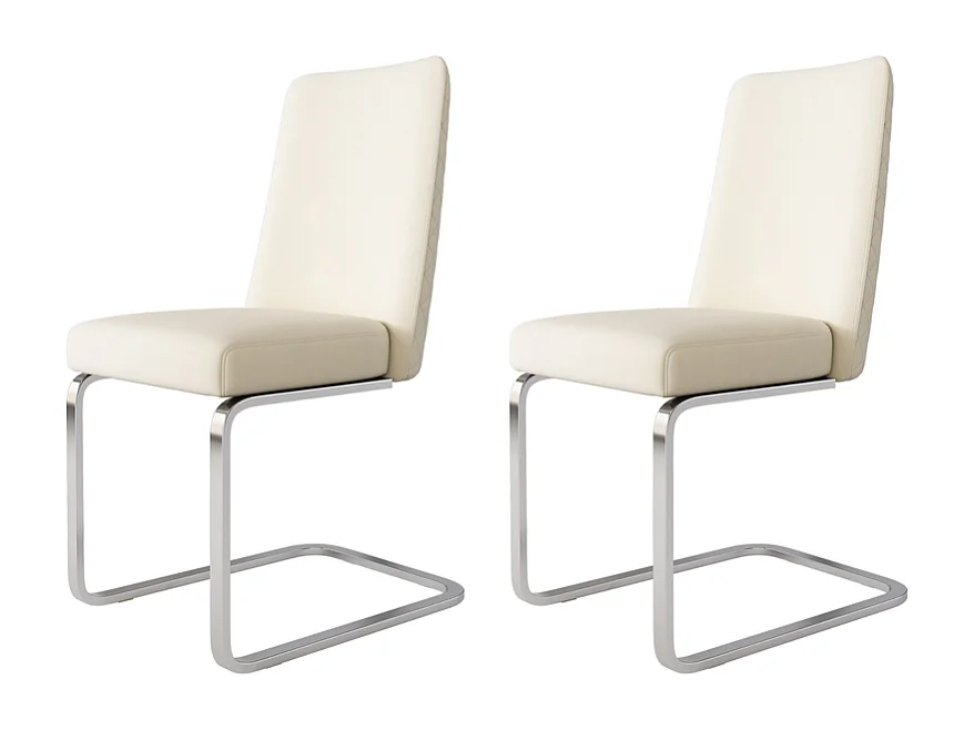 2 Cantilever-Sessel aus Samt und Silbermetall - Diamant-Design - Max. Belastung 150 kg - 55x45x87 cm - Beige